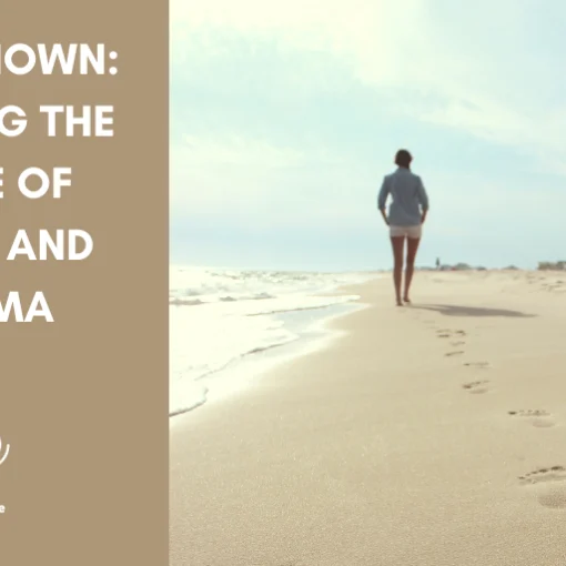 To Be Known: Breaking the Cycle of Shame and Stigma — event graphic by Turning The Page, showing a person walking alone along a beach shoreline