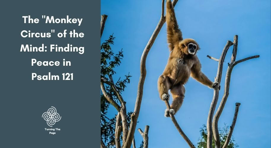 A chaotic circus ring with blurred movement representing the circus of anxious thoughts and a lack of control.