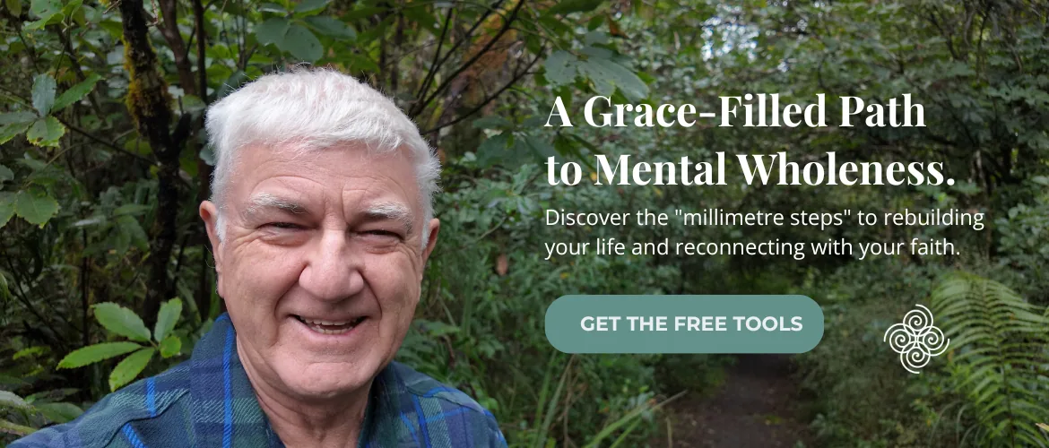 Barry Pearman smiling on a forest path, representing a grace-filled path to mental wholeness through faith and hope