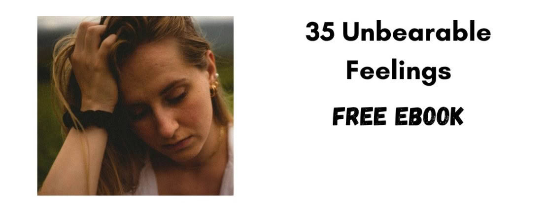 35 Unbearable Feelings free ebook cover with a woman resting her head in her hand